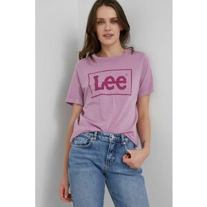 Bavlnené tričko Lee fialová farba, vyobraziť
