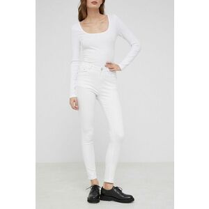 Nohavice Answear Lab dámske, biela farba, priliehavé, vysoký pás vyobraziť