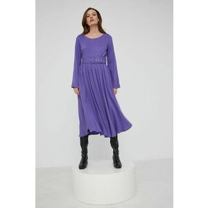 Šaty Answear Lab fialová farba, midi, áčkový strih vyobraziť