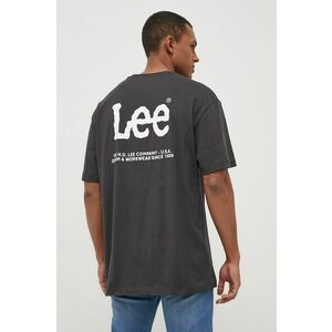 Bavlnené tričko Lee čierna farba, s potlačou vyobraziť