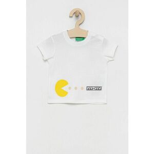 Detské bavlnené tričko United Colors of Benetton biela farba, s potlačou vyobraziť