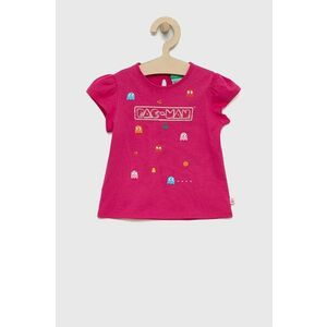 Detské bavlnené tričko United Colors of Benetton ružová farba, vyobraziť