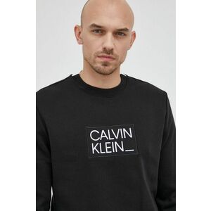 Mikina Calvin Klein pánska, čierna farba, s nášivkou vyobraziť
