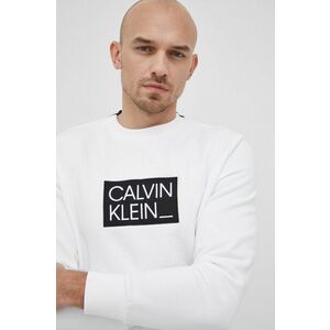 Mikina Calvin Klein pánska, biela farba, s nášivkou vyobraziť