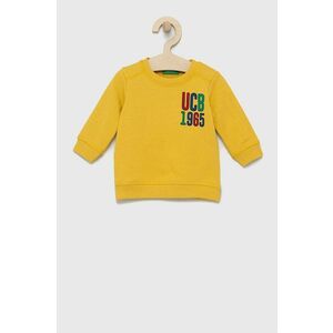 Detská bavlnená mikina United Colors of Benetton žltá farba, s potlačou vyobraziť