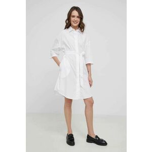 Bavlnené šaty Armani Exchange biela farba, mini, rovná vyobraziť