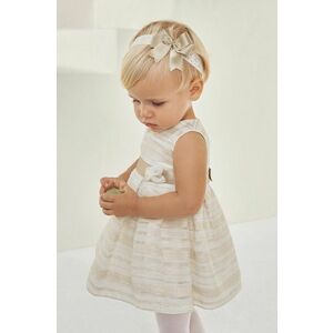 Dievčenské šaty Mayoral béžová farba, mini, áčkový strih vyobraziť