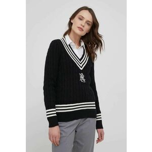 Bavlnený sveter Lauren Ralph Lauren dámsky, čierna farba, ľahký, vyobraziť