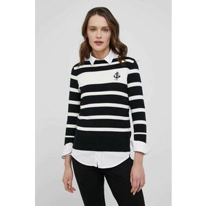 Bavlnený sveter Lauren Ralph Lauren dámsky, čierna farba, ľahký, vyobraziť