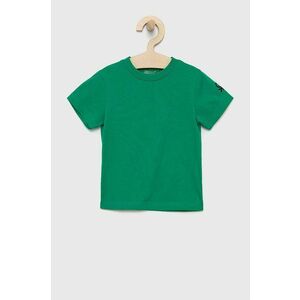 Detské bavlnené tričko United Colors of Benetton zelená farba, jednofarebné vyobraziť