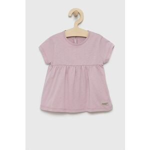 Dievčenské bavlnené šaty United Colors of Benetton ružová farba, mini, áčkový strih vyobraziť