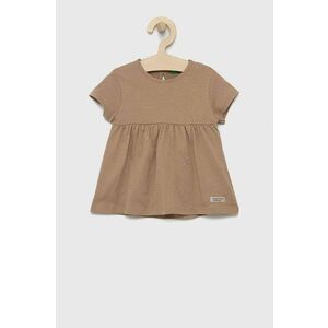 Dievčenské bavlnené šaty United Colors of Benetton hnedá farba, mini, áčkový strih vyobraziť