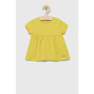 Dievčenské bavlnené šaty United Colors of Benetton zelená farba, mini, áčkový strih vyobraziť