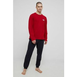 Pyžamo Lacoste pánska, červená farba, jednofarebná vyobraziť