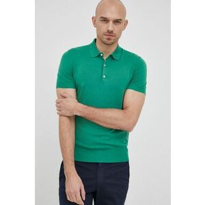 Polo tričko Trussardi pánske, zelená farba, jednofarebné vyobraziť