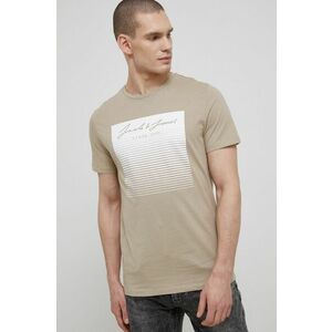 Bavlnené tričko Jack & Jones béžová farba, s potlačou vyobraziť