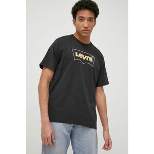 Bavlnené tričko Levi's čierna farba, s potlačou vyobraziť