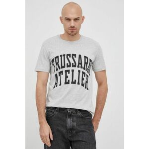Bavlnené tričko Trussardi šedá farba, s potlačou vyobraziť