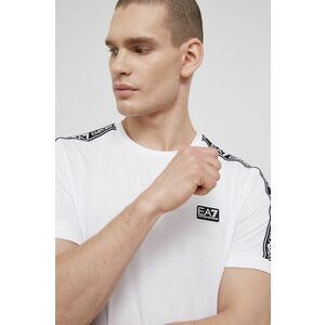 Tričko EA7 Emporio Armani pánske, biela farba, jednofarebné vyobraziť