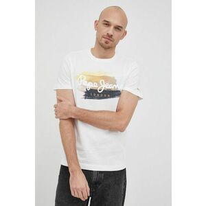 Bavlnené tričko Pepe Jeans Aegir biela farba, s potlačou vyobraziť