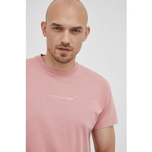 Bavlnené tričko Pepe Jeans Andreas ružová farba, s potlačou vyobraziť