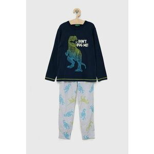 Detské bavlnené pyžamo United Colors of Benetton tmavomodrá farba, s potlačou vyobraziť