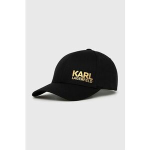 Čiapka Karl Lagerfeld čierna farba, s potlačou vyobraziť