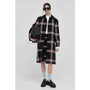 Vlnený kabát Karl Lagerfeld čierna farba, prechodný vyobraziť