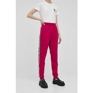Nohavice Karl Lagerfeld dámske, ružová farba, s nášivkou vyobraziť