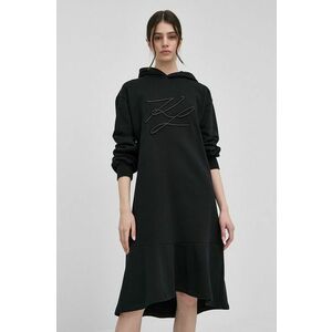 Bavlnené šaty Karl Lagerfeld čierna farba, mini, áčkový strih vyobraziť
