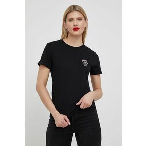 Bavlnené tričko Karl Lagerfeld čierna farba, vyobraziť