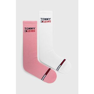 Ponožky Tommy Jeans ružová farba vyobraziť
