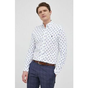 Bavlnená košeľa Polo Ralph Lauren pánska, biela farba, regular, s golierom button-down vyobraziť