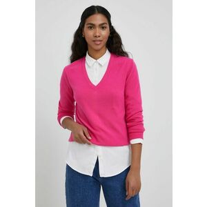 Vlnený sveter United Colors of Benetton dámsky, ružová farba, ľahký, vyobraziť