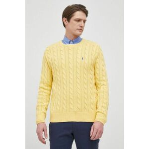 Bavlnený sveter Polo Ralph Lauren pánsky, žltá farba, ľahký, vyobraziť