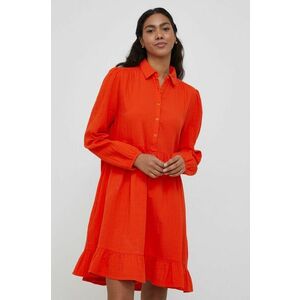 Bavlnené šaty United Colors of Benetton oranžová farba, mini, áčkový strih vyobraziť