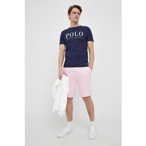 Bavlnené tričko Polo Ralph Lauren tmavomodrá farba, jednofarebné vyobraziť