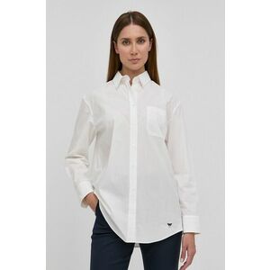 Bavlnená košeľa Weekend Max Mara dámska, biela farba, voľný strih, s klasickým golierom vyobraziť