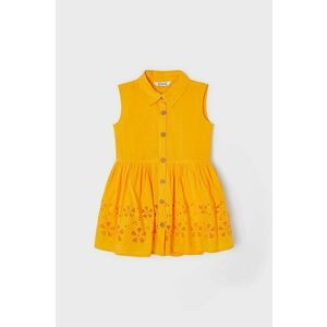 Dievčenské bavlnené šaty Mayoral oranžová farba, mini, áčkový strih vyobraziť