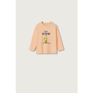 Detská bavlnená košeľa s dlhým rukávom Mango Kids oranžová farba, vyobraziť