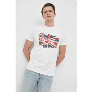 Bavlnené tričko Pepe Jeans Flag Logo N biela farba, s potlačou vyobraziť