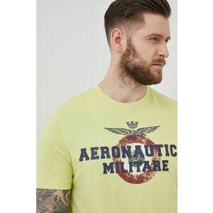 Bavlnené tričko Aeronautica Militare žltá farba, s potlačou vyobraziť