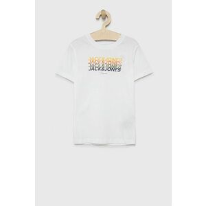 Detské bavlnené tričko Jack & Jones biela farba, s potlačou vyobraziť