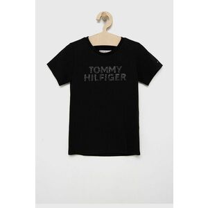 Detské tričko Tommy Hilfiger čierna farba, vyobraziť