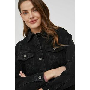 Bavlnená rifľová bunda Answear Lab čierna farba, prechodná, oversize vyobraziť