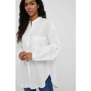 Bavlnená košeľa Marc O'Polo dámska, biela farba, voľný strih, so stojačikom vyobraziť