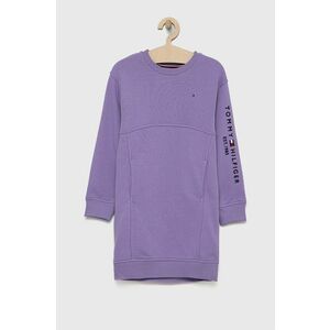 Dievčenské šaty Tommy Hilfiger fialová farba, mini, rovná vyobraziť