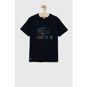 Detské bavlnené tričko Lacoste tmavomodrá farba, s potlačou vyobraziť