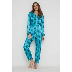 Pyžamo Answear Lab dámska, tyrkysová farba, saténová vyobraziť