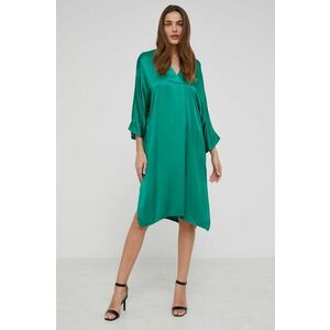 Hodvábne šaty Answear Lab zelená farba, mini, oversize vyobraziť